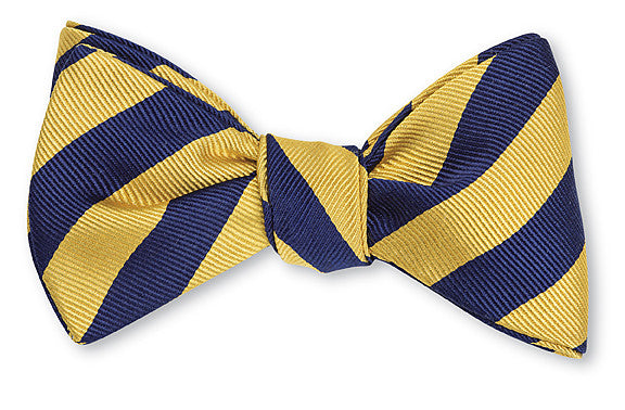 Navy/Gold Bar Stripes Bow Tie