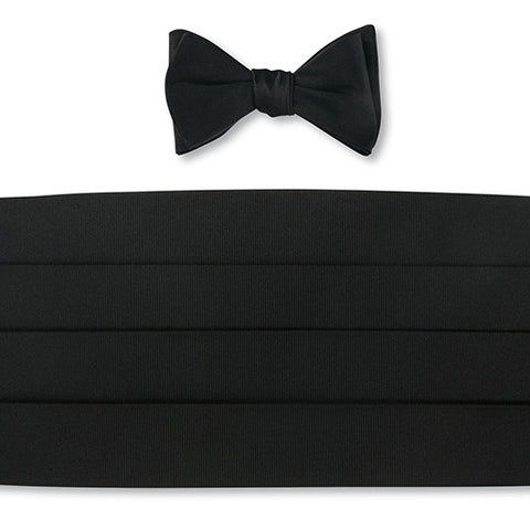 black silk bow tie and cummerbund sets