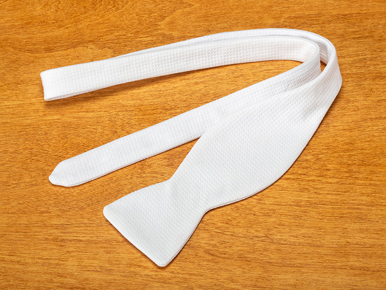 Formal White Cotton Pique Single-End Bow Tie