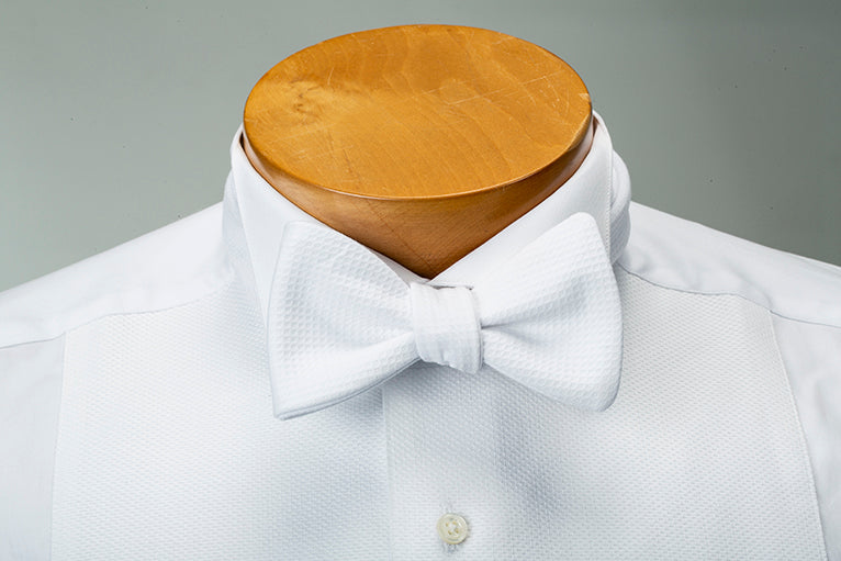 Formal White Cotton Pique Single-End Bow Tie