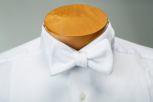 Formal White Cotton Pique Single-End Bow Tie