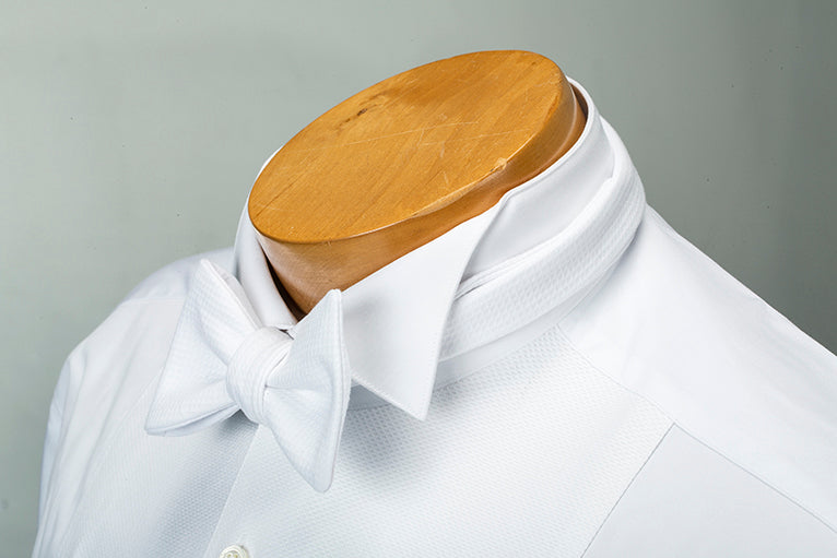 Formal White Cotton Pique Single-End Bow Tie